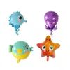 44pcs deniz okyanusu altında dünya hayvan balonları mavi numara balon parti teması çocuklar mutlu yıllar dekorasyon bebek duşu 231220