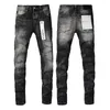 Jeans pour hommes 2024 violet pour hommes marque de street de street slim étalé lavé pantalon long du denim de trou détruit