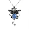 Pendentif Colliers Angel Wing Couronne Clé Pierre Naturel Lapis Lazuli Obsidienne Larimar Lune Chaîne Collier Bijoux Pour Femmes Hommes