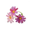 Decorative Flowers 6cm Silk 3 Forks Daisy Artificial Head For Wedding Home DIY Wreath Scrapbook Craft Wristband Ring