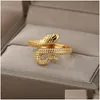 Parringar Snake Rings for Women Men rostfritt stål guld sier färg finger ring vintage gotisk homme estetiska smycken anillos muje dhxip