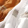 Party Dresses Summer Vintage Cotton Linen Dress for Women kort ärm enbrett skjorta avslappnad lös broderi vestidos