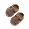 First Walkers Baby Mädchen Niedliche Mokassins Gürtelschnalle Weiche Sohle Fleece Plüsch Flache Schuhe Rutschfeste Herbst Winter Prinzessin Drop Lieferung Ki Dh1Xp