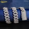 Stor storlek 20mm grossistpris Hiphop smycken isas ut 925 Sterling Silver Moissanite Diamond Cuban Link Chain