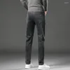 Jeans masculinos baggy casual estilo clássico preto cinza moda calças retas algodão confortável estiramento denim calças