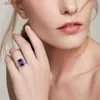 Solitaire Ring Szjinao Amethyst Stone Ring Silver 925 Jewelry Trend Birthday Party Gift Handmade Ring Ring Woman 2022 Newl231220