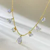 Chaînes Goutte d'eau Moissanite Diamant Collier Réel 925 Sterling Argent Fête De Mariage Chocker Pour Femmes Pendentif Bijoux