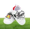 Newborn Baby Boys Girls First Walkers Luxury Designer Kids Toddlers Infant Lace Up PU Sneakers Baby Prewalker Soft Sole White Shoe2842273