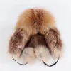 Chapéus de caça à venda 100% real Fox Fur Russo Ushanka Trapper Snow Snow Skiing Hats Caps Earflap Winter Ladies Fox Fur Bomber Hat 231219