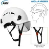 Klättringshjälmar Konstruktionssäkerhetshjälm med skyddsglasögon Visir av hög kvalitet ABS Hard Hat Light ANSI Industrial Work Head Protection CR08