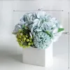 Decorative Flowers Fake Peony In Ceramic Vase Faux Hydrangea Flower Arrangements For Home Decor Artificial With