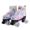 wholesale of New Illusionary English Double Row Skating Shoes by Manufacturers Adult Roller Skating Shoes Four Wheel Skating Flash Shoes for Men and Women