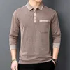 MLSHP 100 Polo de algodón puro para hombre Camisa de manga larga de lujo Primavera y otoño Color sólido Casual de negocios 3XL 231220