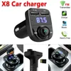 New FM50 X8 FM Transmitter Aux Modulator Bluetooth Car Kit Bluetooth Handsfree Car Audio Receiver MP3 Player with 3.1A Quick Charge Dual USB Car C with Box