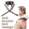 Massera nackkudde Electric Neck Shoulder Back Massager uppvärmning Trapezius Muskelmassage Neck avslappnande 5D Knådning Shiatsu Leg Body Massage Shawl 231220