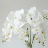 Dekorativa blommor kransar 32 tum konstgjorda phalaenopsis blommor 9 huvuden konstgjord orkidé fjärilsblommor stam växter för heminredning bj