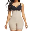 Colombianska fajas gömde tillbaka zip och krokar Shapewear Tummy Control Justerbar High Compression Bodysuit 231220