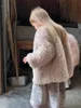 Jassen Winter Koreaanse Kinderkleding Jas Meisjes Katoen Clip Bont 2023 Warme Eenvoudige Ronde Kraag Losse baby meisje winterkleding 231220