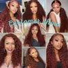 Synthetic Wigs Reddish Brown 13x4 Water Wave Lace Front Wig Copper Red 13x6 HD Frontal Human Hair Color Deep 231219