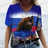 Kadın T-Shirt Vintage Ladies T-Shirts Yaz Kıyafetleri Rusya Giyim 3d T Shirts Kadınlar Kısa Kollu Üstler Gevşek Sıradan Sokak Giyim Kızları Tees T231220