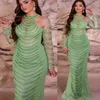 ASO EBI 2024 MERMAID SAGE PROMドレススパンコールのレースパールイブニングフォーマルパーティーセカンドレセプションバースデーエンゲージメントガウンドレスローブDE SOIREE ZJ371 ES