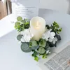 Ljushållare Garland ringsimulering kransar bröllop skrivbord blommor arrangemang matbord fest ljusstake dekor
