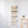 Tapissries Bohemian Macrame Rack Wood Three Tier Shelf Wall Hanging Plant Flower Pots Hanger Boho Rope Tapestry Home Art Decor