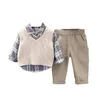 Olekid printemps 3pcs Baby Boys Vêtements Set Pull Sweater VILLIAGE LONGES LONGES CHIRTS JEANS PANTS Vêtements Automne 231220