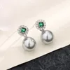 Orecchini a cerchio PANJBJ 925 argento sterling cerchio orecchino di perla per le donne zircone geometria banchetto gioielli classici goccia