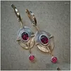 Dangle Chandelier Dangle Boucles d'oreilles Vintage Pierre de cristal rouge pour femmes Tribal Cross Design Ovale Antique Métal Déclaration Drop Livraison Dhqhy