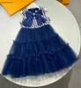 Nouvelle fille robe gilet sans manches gâteau dentelle jupe ourlet enfant robes taille 110-160 bébé designer jupe enfant en bas âge redingote Dec10