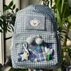 Schultaschen Korean Preppy Plaid High-Capacity Rucksack Cute Bear Star Patchwork Y2k Ästhetische Sport Reisetasche Mochilas Para Mujer