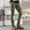 Men's Jeans Jeans pour hommes vert Denim Biker jean Skinny nouveau Ruy en détresse mince élastique Homme Hip Hop militaire moto Cargo pantalon L231220