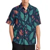 Chemises décontractées pour hommes Feuille colorée Bleu et rose Chemise de vacances Hawaiian Nouveauté Blouses Hommes Modèle Plus Taille 4XL