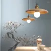 Lampes suspendues Simple original lustre en bois massif restaurant chambre salon de thé couloir allée bar lumière créative tricolore gradation
