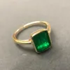 Anelli a grappolo vera argento 925 anello di pietra verde quadrata retrò 18k in oro oro zircone cubico smeraldo per donna anniversario festa regalo2777o