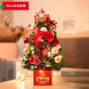 Décorations de Noël Mini arbre de bureau petits ornements roses lueur cryptée