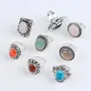 Cluster Rings 20Pcs/Lot Fashion Bohemia Retro Stone Adjustable For Men Women Mixed Style Jewellery Party Anniversary Gifts Wholesale