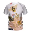 T-shirt da uomo autunno maniche corte serie ape stampa 3d girocollo sport allentato casual oversize allenamento fitness top come un felice e