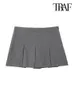 Traf kvinnor mode med veckade shorts kjolar vintage hög midja sido blixtlås kvinnlig skort mujer 231220