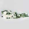 Decoratieve bloemen Simulatie Rose trapsgewijze bruidsboeket Waterval met bloem met groene bladeren decoratie (wit)