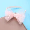 Saç Aksesuarları 12 PCS Pembe Tutu Yay Saç Bantları İnci Boncuk Tül Bowknot Sabit Kafa Bantları Kızlar İçin Moda Butiği