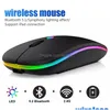 Mice Bluetooth Usb Wireless Mouse Rechargeable 2.4Ghz Led Light Noiseless Ergonomic Design Touch For Laptop Book Ipad Pc Computer Dr Dhafy