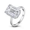 6 karatowy duży diamentowy pierścień obietnicy, szmaragdowe pierścionki zaręczynowe moissanite dla kobiet ślubnych, miłośników prezentów, 6CT D Color VVS1, Białe złoto Plaked 925 Sterling Silver