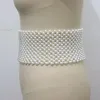 Belts Handmade WIde Layers Pearl Weaving Waist Belt For WOmen Luxury Elastic Waistband European Dress Corset Ceinture Strap