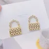 Stud Exquisite 14k Real Gold Small Handbag Women Earring Zircon Charm Earrings Wedding Jewelry Bijoux för Bridal Gift287f