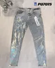 Jeans di marca viola Jeans firmati Pantaloni denim da uomo Pantaloni alla moda Design dritto Retro Streetwear Pantaloni sportivi casual Jeans viola Pantaloni da jogging Pantaloni lavati 29-40