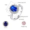 Pierścienie ślubne Czcity Syntetyczny kamień szlachetny Sapphire 925 Srebrne pierścienie dla kobiet luksus Diana Princess Wedding Charm Bridal Jewellery 231219