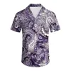 Men's Casual Shirts Men Hawaiian Aloha Lapel Button Abstract Print Summer Short Sleeve Fashion Top Blouse Male Holiday Travel Wear