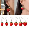 Boucles d'oreilles pendantes en forme de fraise, petits anneaux pendants, oreilles de fruits rouges, pendentif, accessoires, bijoux cadeau